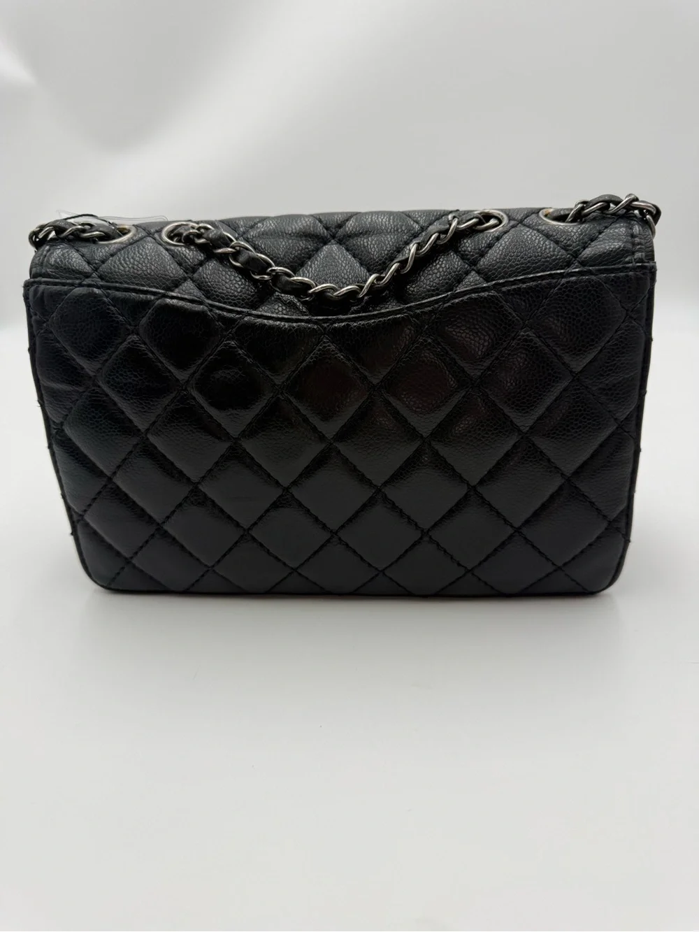 Chanel Quilted Leather Shoulder Bag in Black Caviar